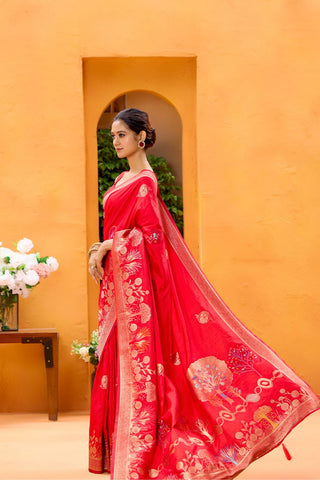 Red Dola Silk Saree_Kumari Sarees