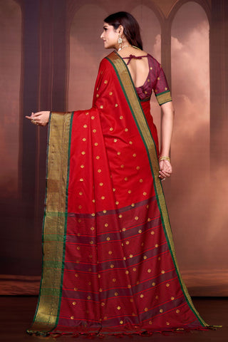 Red Pure Aura South Soft Silk Pattu Saree_Kumari Sarees