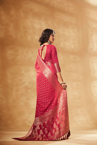 Red Georgette Saree_Kumari Sarees
