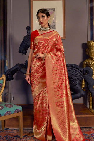 RED KANJEEVARAM HANDLOOM SILK SAREE 