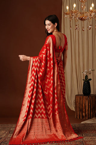 Red Georgette Silk Saree_Kumari Sarees