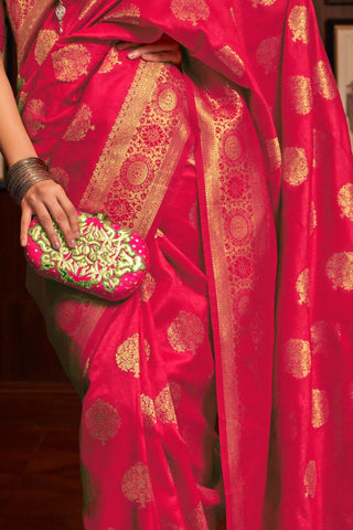 Red Handloom Weaving Silk Saree