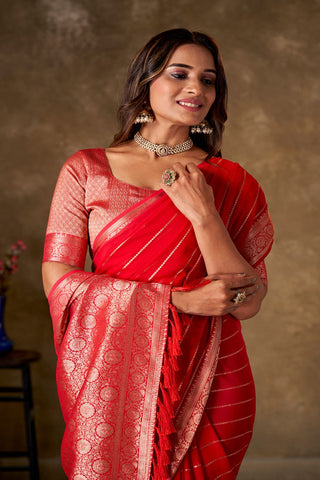 Red Georgette Silk Saree_Kumari Sarees