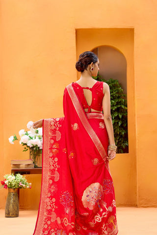 Red Dola Silk Saree_Kumari Sarees