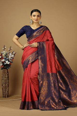 Red Banarasi Silk Saree_Kumari Sarees