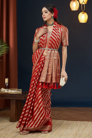 Red Pure Georgette Saree_Kumari Sarees