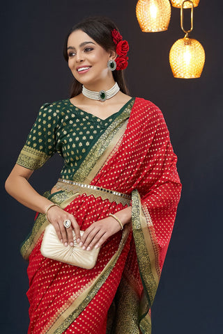 Red Pure Georgette Saree