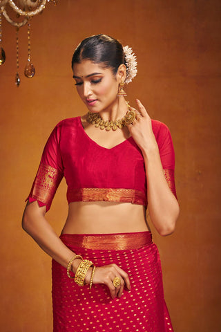 Red Chinon Silk Saree