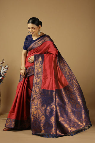 Red Banarasi Silk Saree_Kumari Sarees