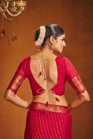 Red Chinon Silk Saree