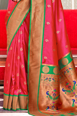 RED SOFT PESHWAI PAITHANI SILK SAREE