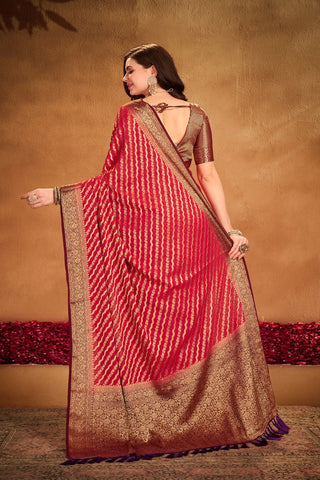 Red Pure Georgette Silk Saree_Kumari Sarees