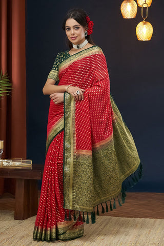 Red Pure Georgette Saree