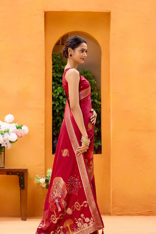 Red Dola Silk Saree_Kumari Sarees