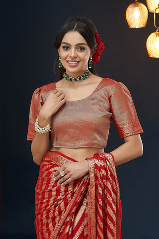 Red Pure Georgette Saree_Kumari Sarees