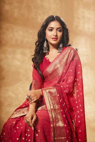 Red Georgette Saree_Kumari Sarees