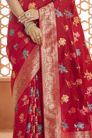 Red Pure Soft Banarasi Silk Saree