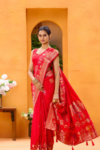 Red Dola Silk Saree_Kumari Sarees