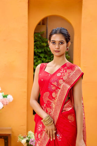Red Dola Silk Saree_Kumari Sarees