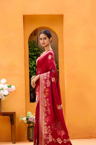 Red Dola Silk Saree_Kumari Sarees