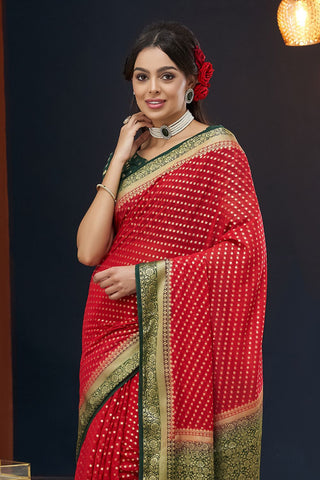 Red Pure Georgette Saree