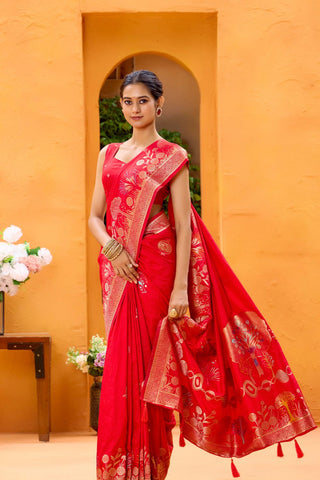 Red Dola Silk Saree_Kumari Sarees