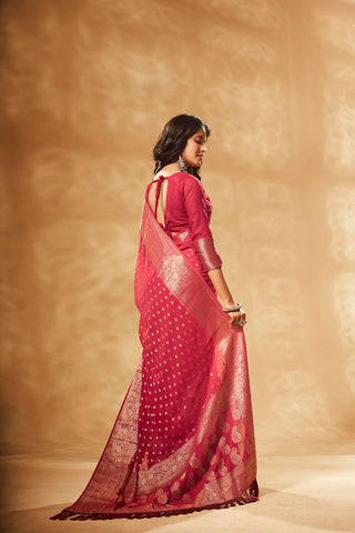 Red Georgette Saree_Kumari Sarees