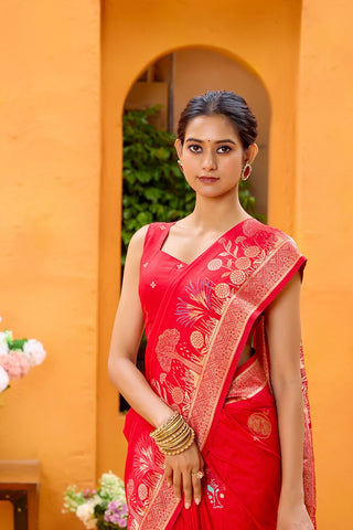 Red Dola Silk Saree_Kumari Sarees