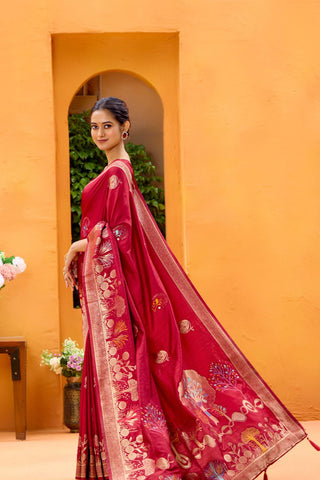 Red Dola Silk Saree_Kumari Sarees