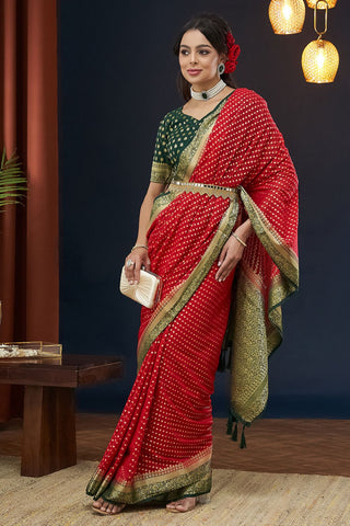 Red Pure Georgette Saree