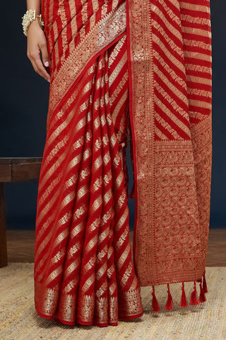Red Pure Georgette Saree_Kumari Sarees