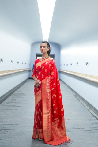 RED KANJEEVARAM HANDLOOM SILK SAREE 