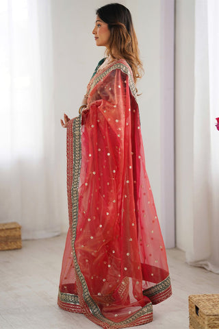 Red Banarasi Crush Silk Saree