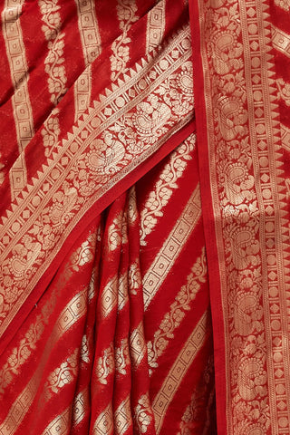 Red Pure Georgette Saree_Kumari Sarees