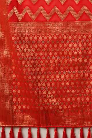 Red Georgette Silk Saree_Kumari Sarees