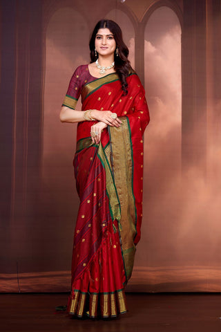 Red Pure Aura South Soft Silk Pattu Saree_Kumari Sarees