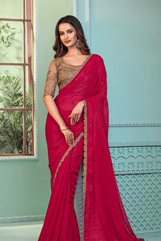 RED GEORGETTE SILK SAREE