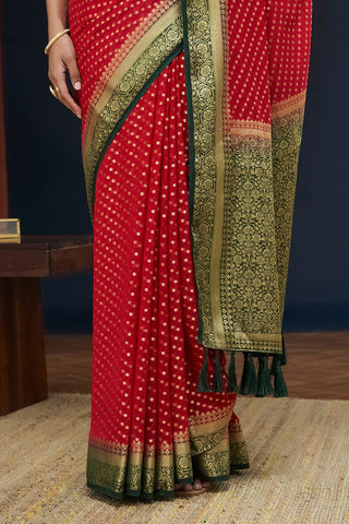 Red Pure Georgette Saree