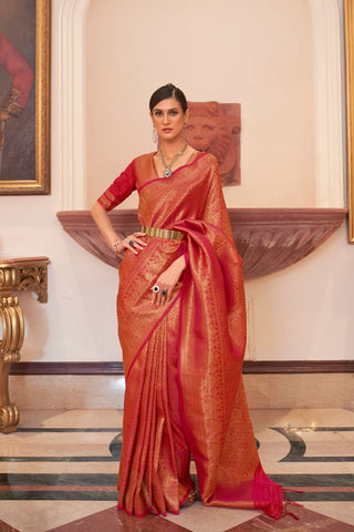 RED KANJEEVARAM HANDLOOM SILK SAREE 