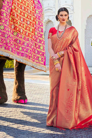 RED KANJEEVARAM HANDLOOM SILK SAREE 