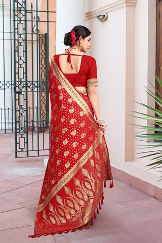 Red Georgette Silk Saree_Kumari Sarees
