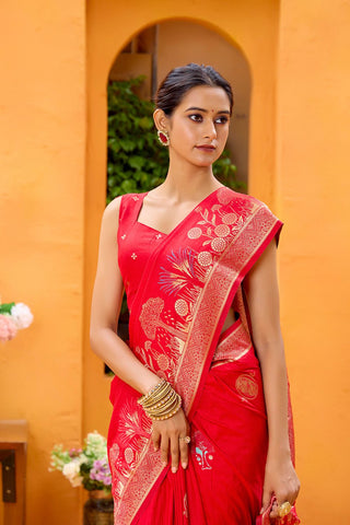 Red Dola Silk Saree_Kumari Sarees