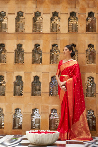 RED KANJEEVARAM HANDLOOM SILK SAREE 