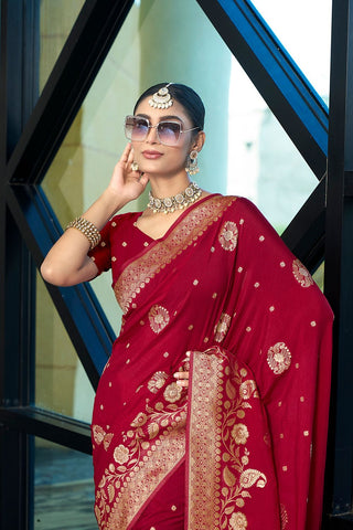 Red Crepe Georgette Saree_Kumari Sarees