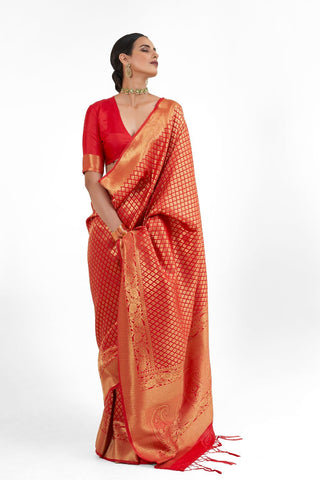 RED KANJEEVARAM HANDLOOM SILK SAREE 