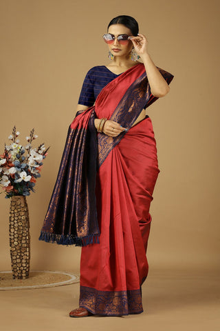 Red Banarasi Silk Saree_Kumari Sarees
