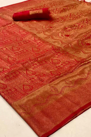 RED KANJEEVARAM HANDLOOM SILK SAREE 