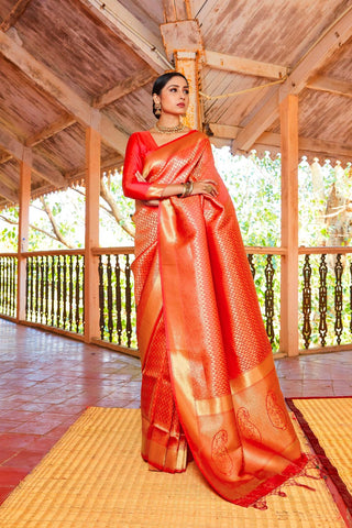 RED KANJEEVARAM HANDLOOM SILK SAREE