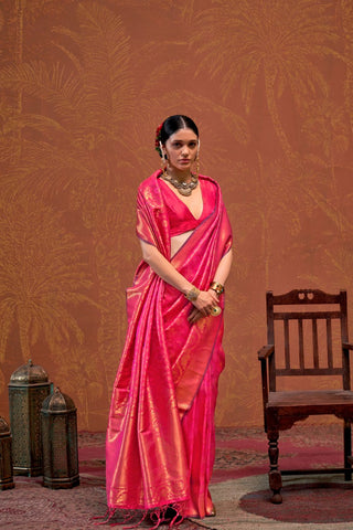 Red Handloom Weaving Silk Saree