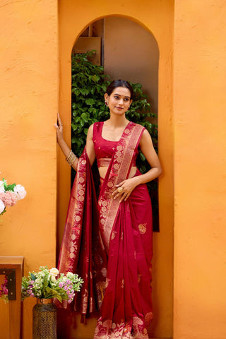 Red Dola Silk Saree